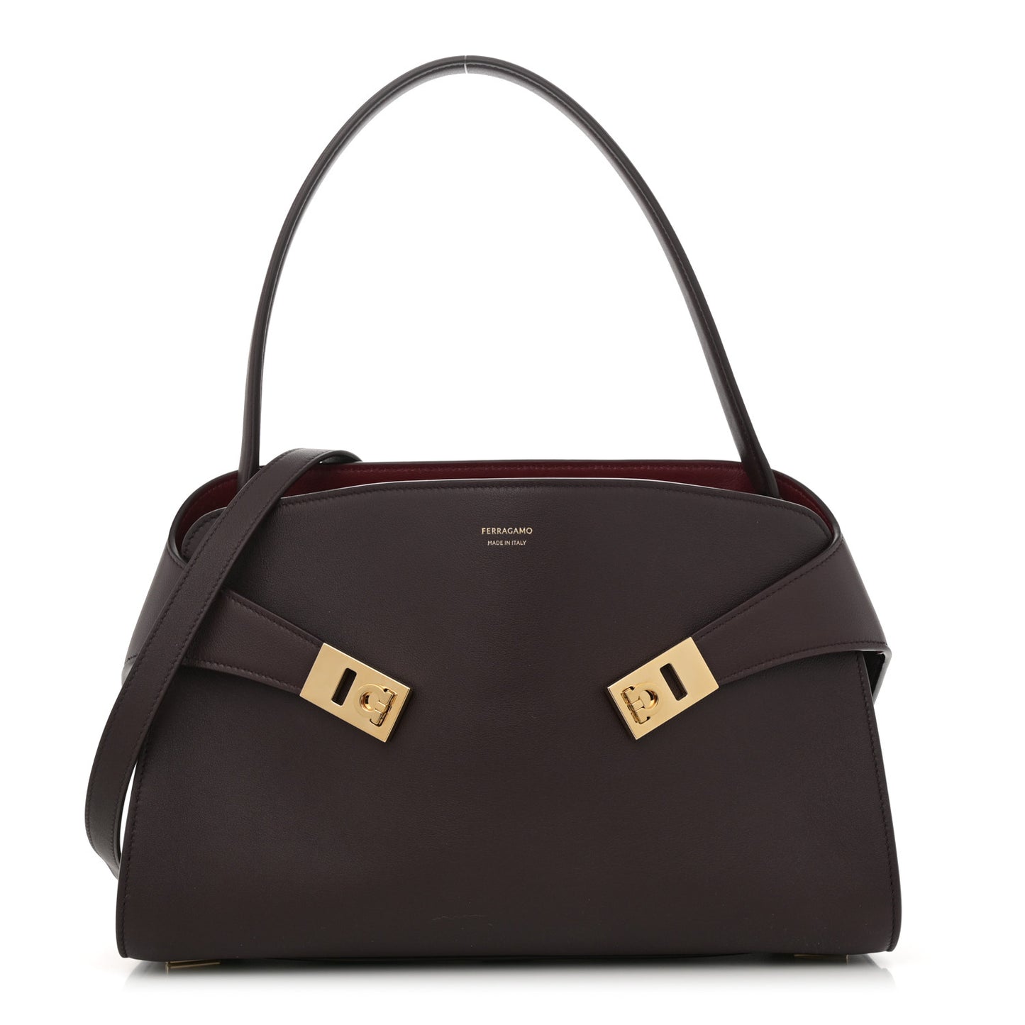 Calfskin Medium Hug Bag Burgundy Oxblood
