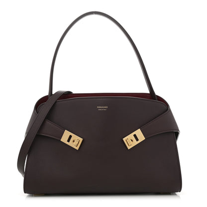 Salvatore Ferragamo Calfskin Medium Hug Bag Burgundy Oxblood 1 of 11
