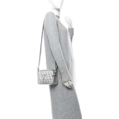 Versace Metallic Nappa Quilted Virtus Mini Camera Bag Silver 2 of 10