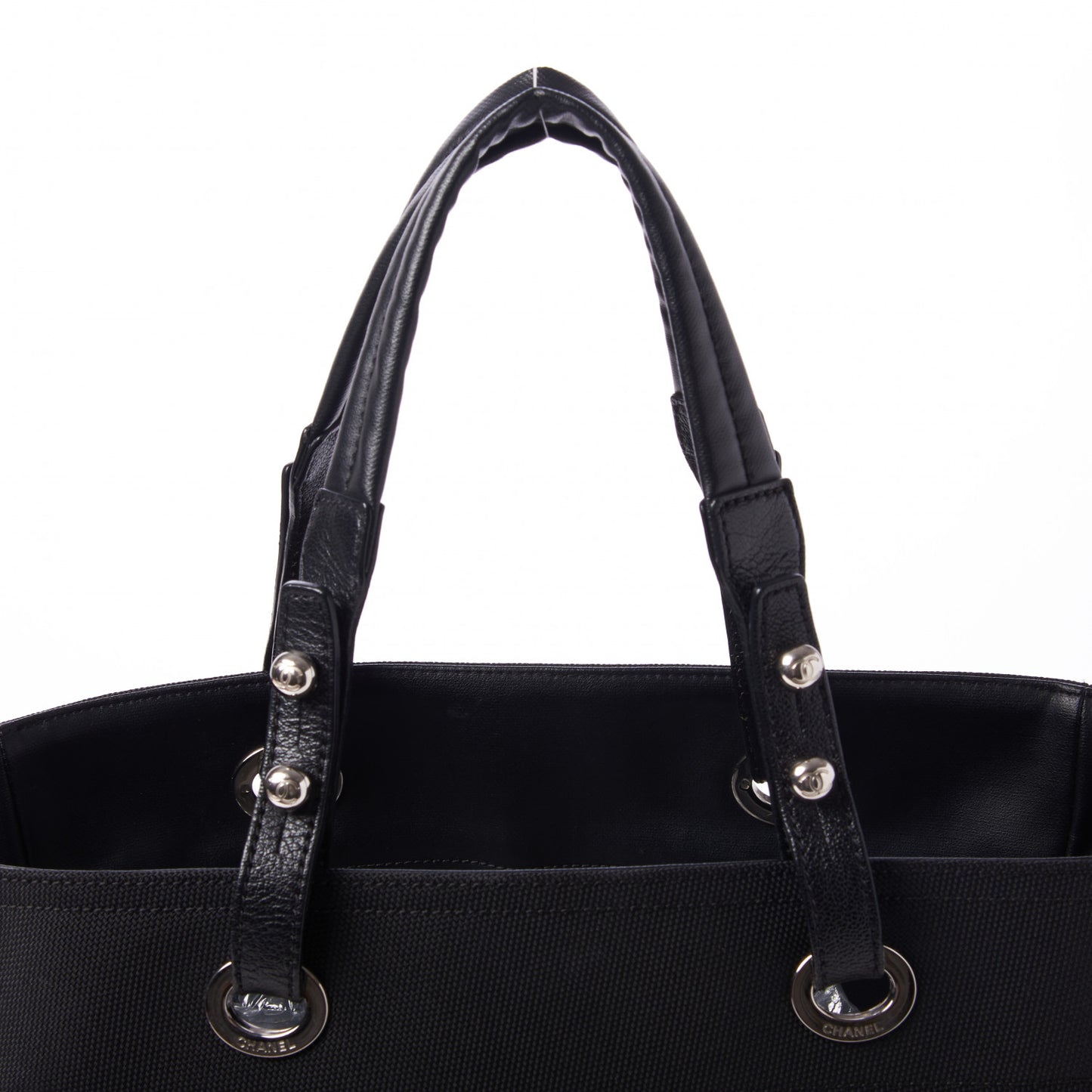 Coated Canvas Quilted Large Paris Biarritz Tote Black