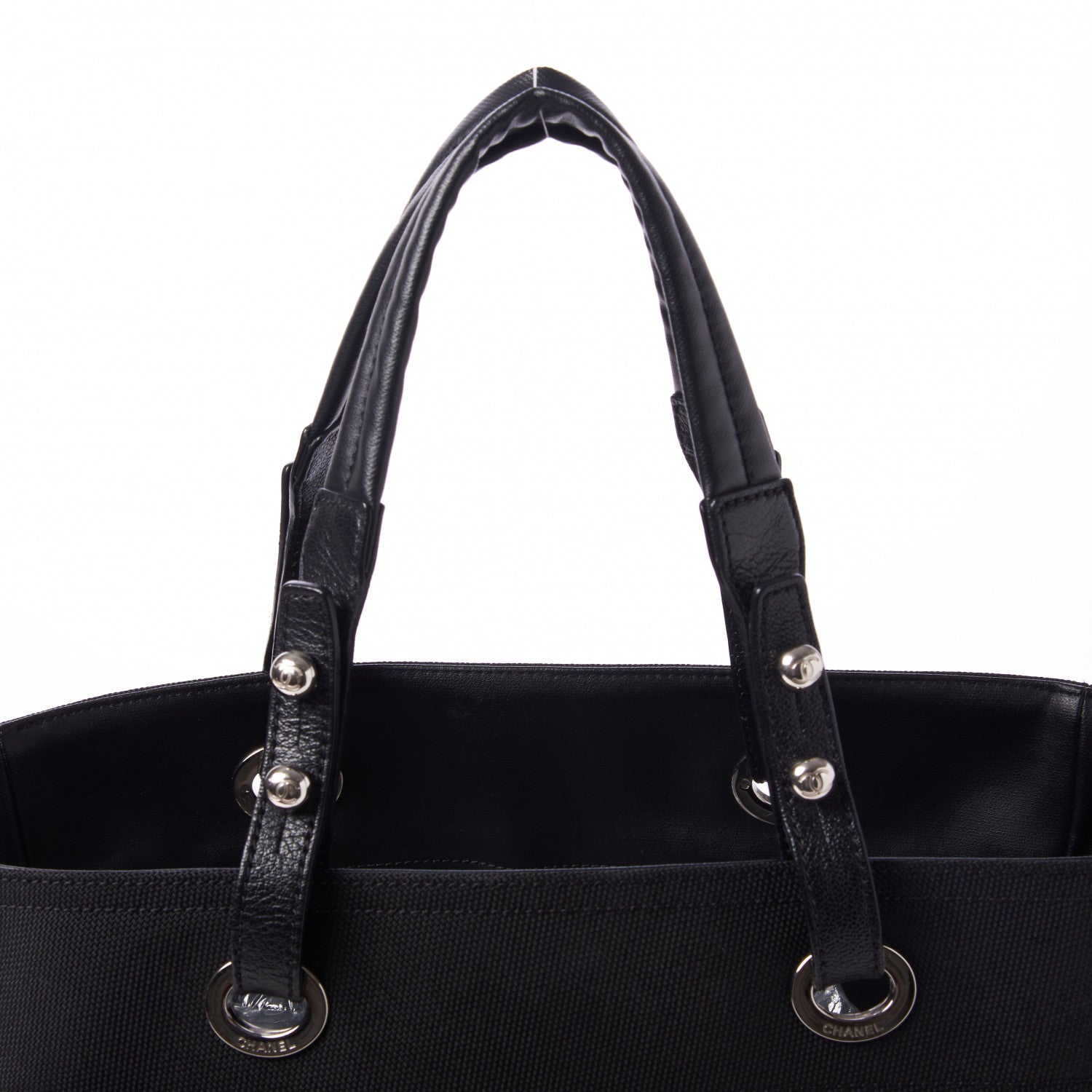 Chanel Coated Canvas Quilted Large Paris Biarritz Tote Black 7 of 12