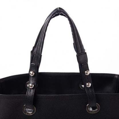 Chanel Coated Canvas Quilted Large Paris Biarritz Tote Black 7 of 12