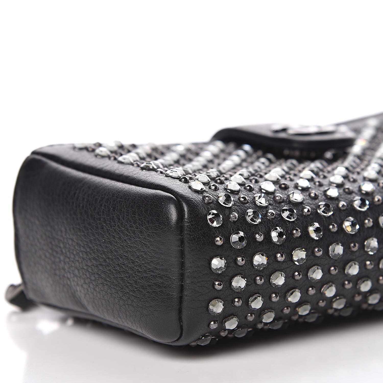 Chanel Calfskin Strass Studded Mini Phone Holder Clutch Black 8 of 14