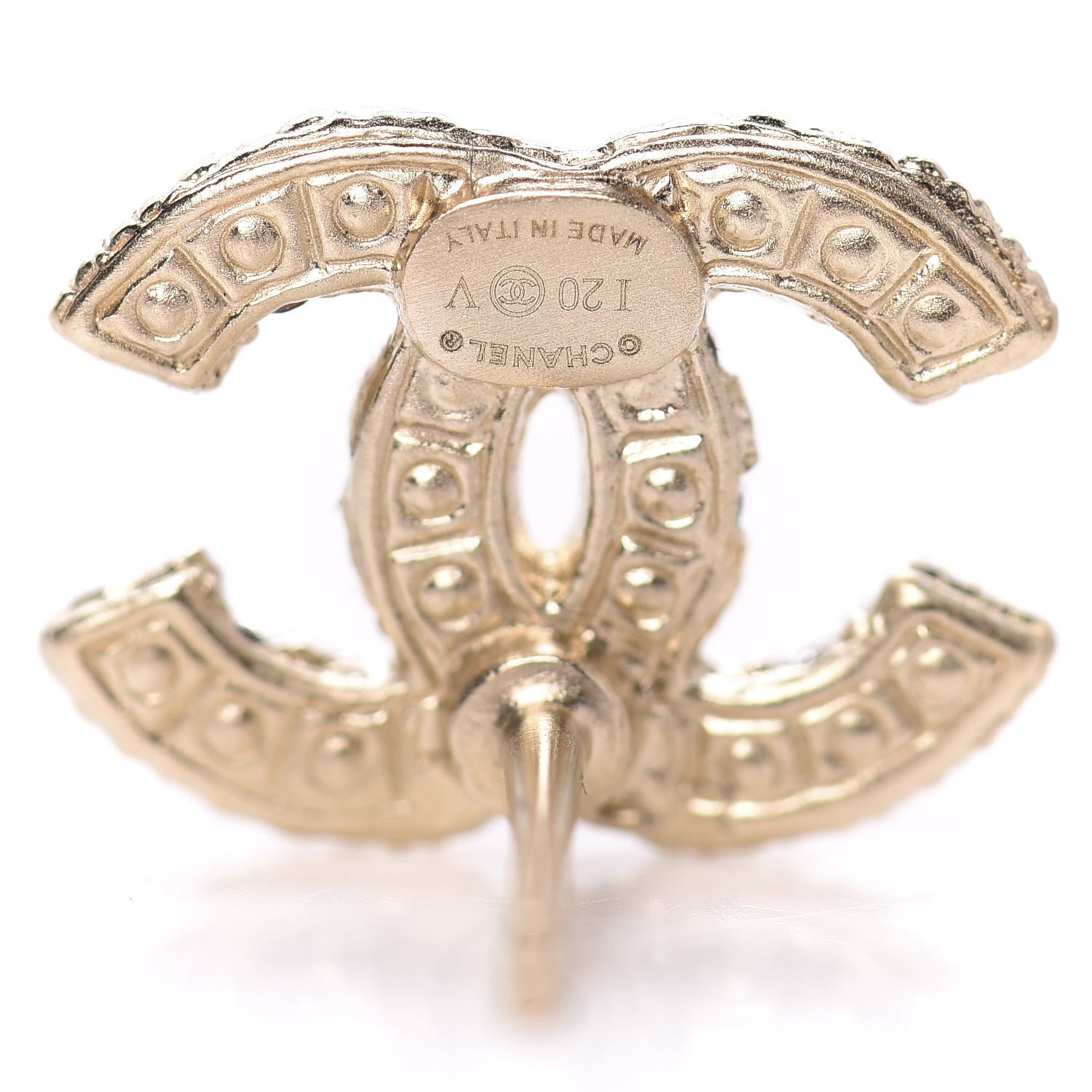 Chanel Metal Graduated Pearl Crystal CC Earrings Light Gold 4 of 5