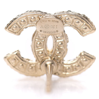 Chanel Metal Graduated Pearl Crystal CC Earrings Light Gold 4 of 5