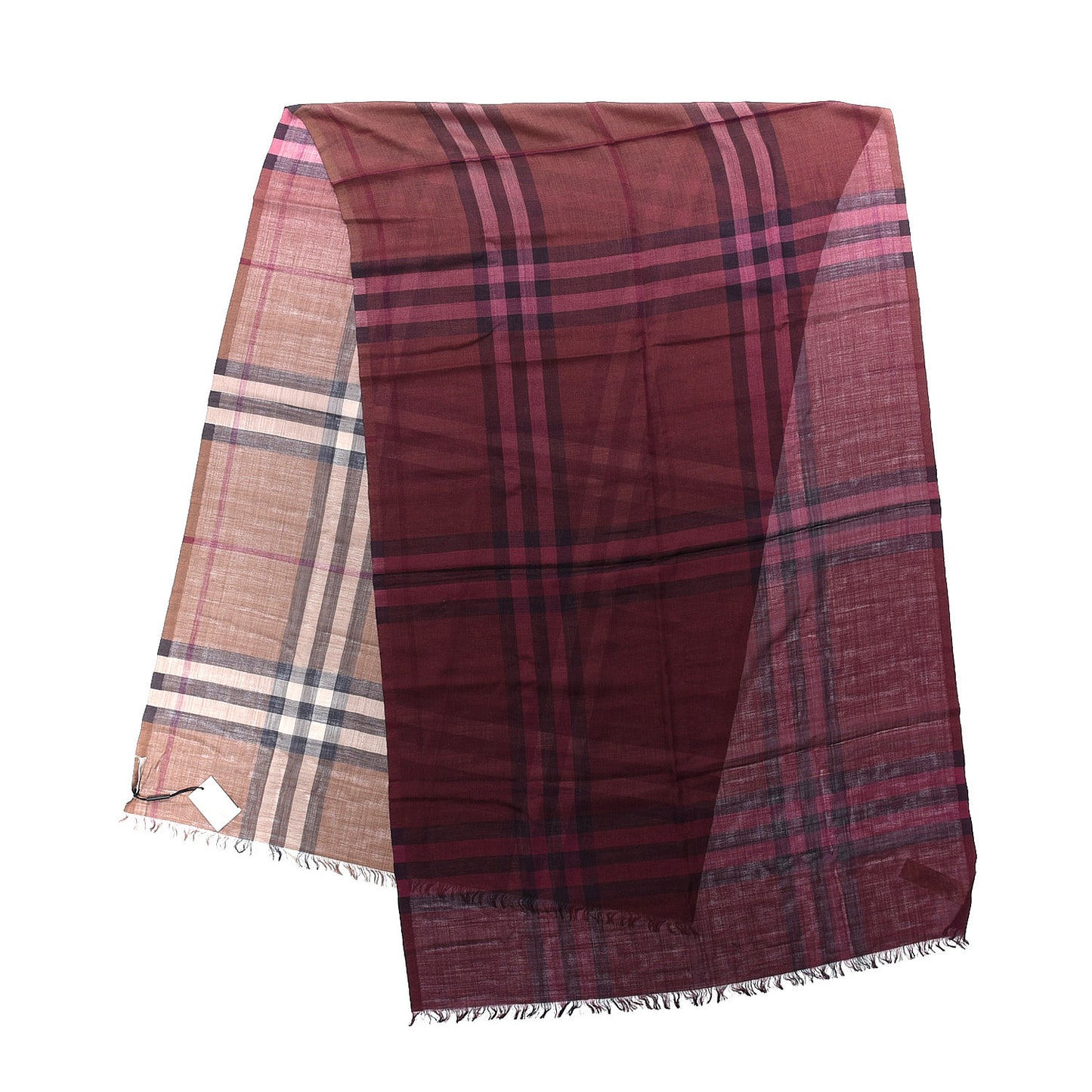 Wool Silk Gauze Ombre Giant Check Scarf Trench