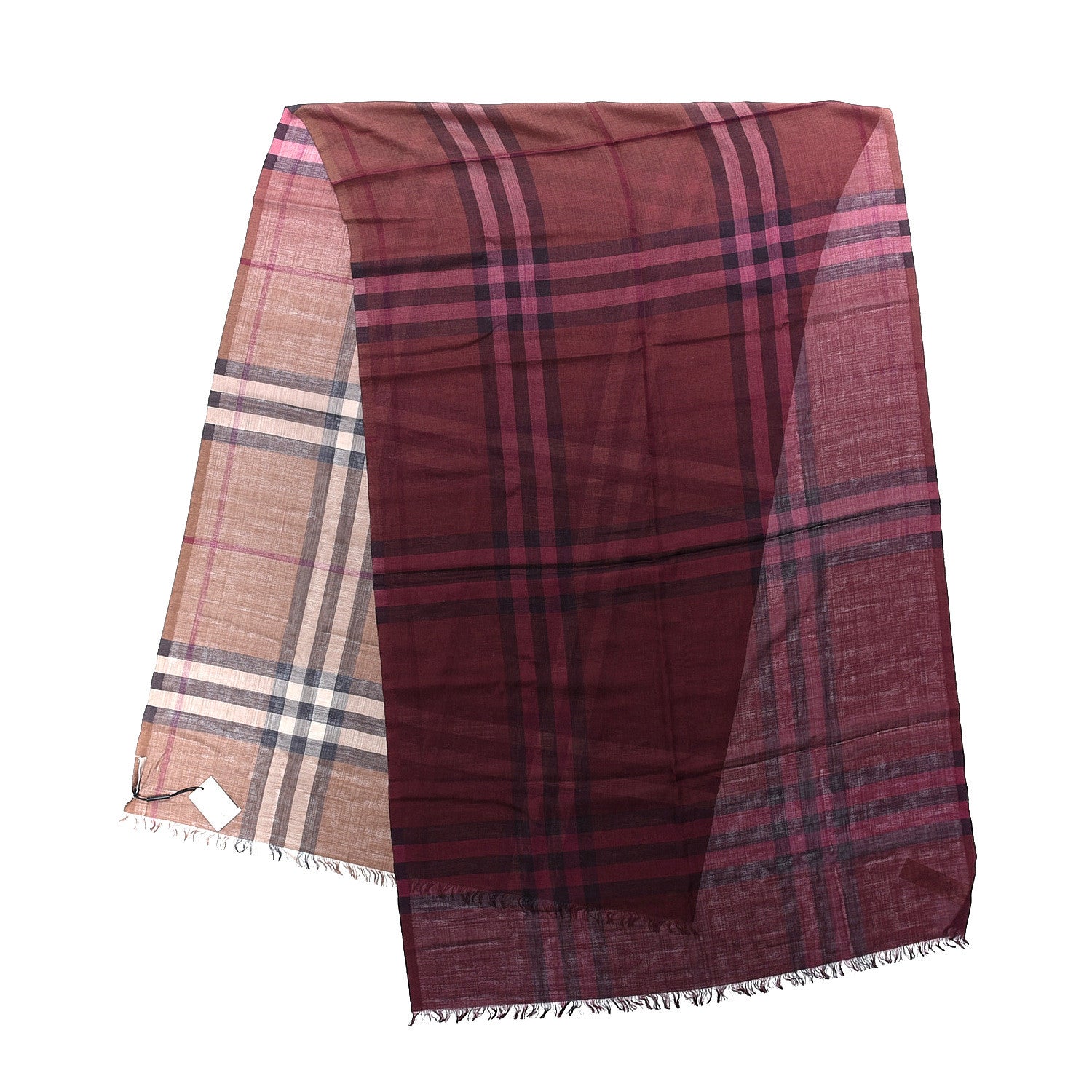 Burberry Wool Silk Gauze Ombre Giant Check Scarf Trench 2 of 6
