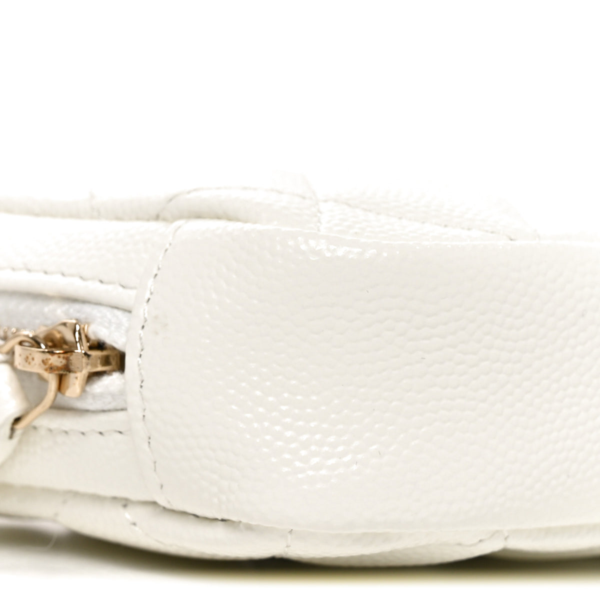 Chanel Caviar Quilted Small Curvy Pouch Cosmetic Case White 8 of 10
