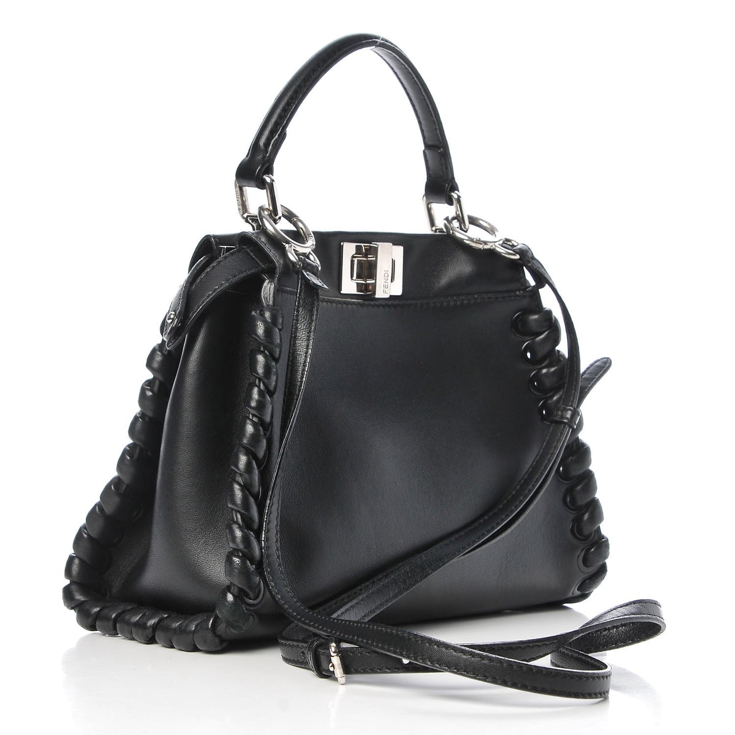 Nappa Lace Up Mini Peekaboo Iconic Satchel Black