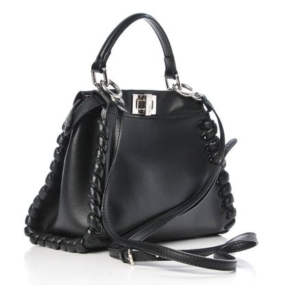 Fendi Nappa Lace Up Mini Peekaboo Iconic Satchel Black 3 of 7