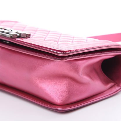 Chanel Metallic Patent Calfskin Quilted Medium Boy Flap Pink 11 of 14