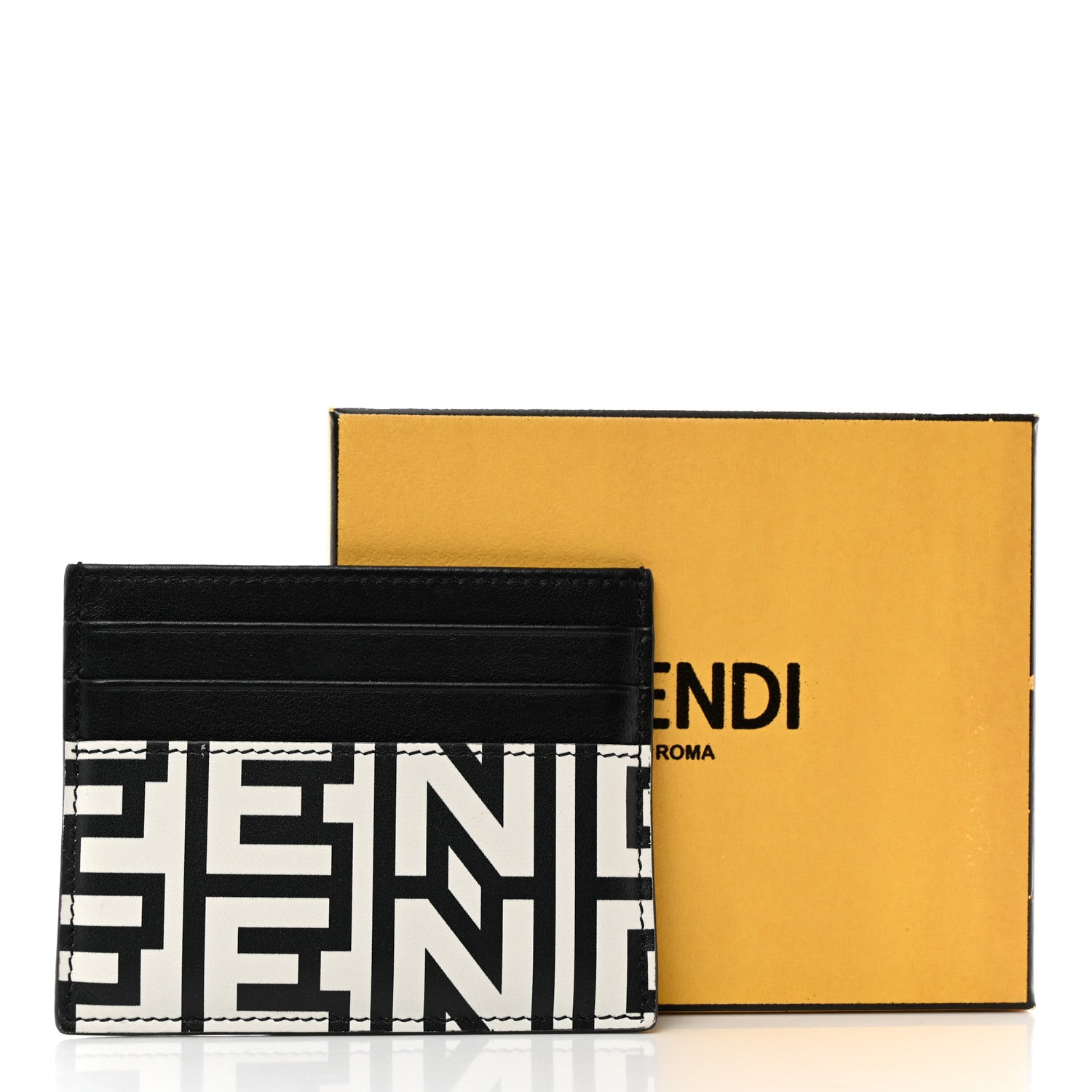 Fendi X MARC JACOBS Nappa Vitello King Logo Print Cardholder Black White 8 of 8