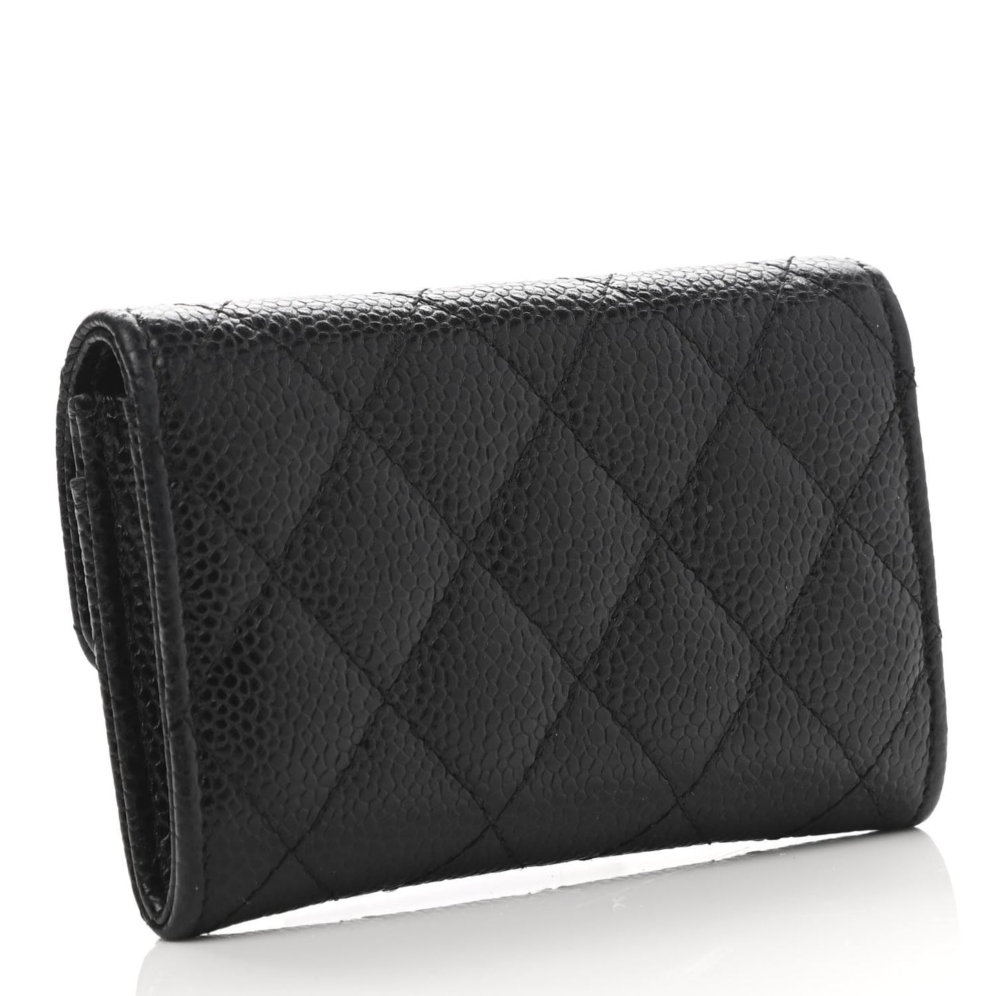 Caviar Quilted Flap Card Holder Black