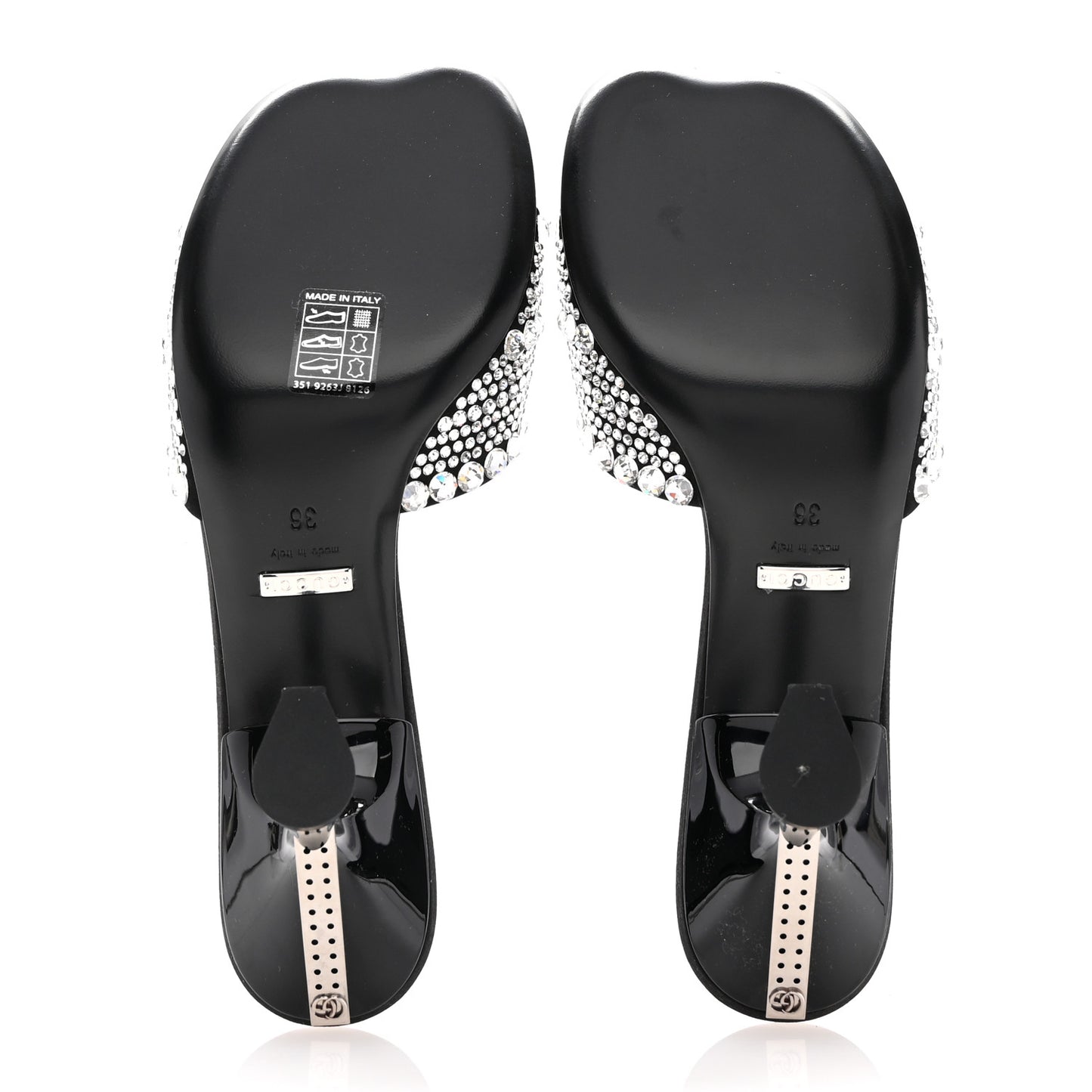 Satin Crystal 65mm Slide Sandals 36 Black