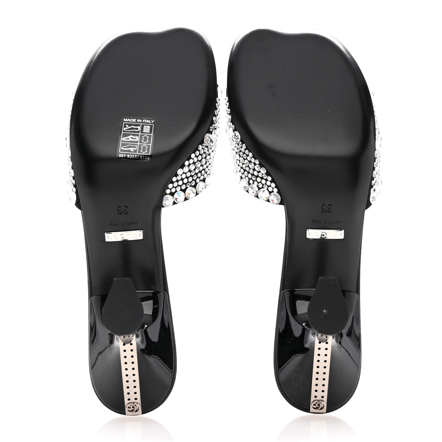 Gucci Satin Crystal 65mm Slide Sandals 36 Black 6 of 11