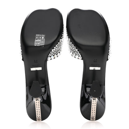 Gucci Satin Crystal 65mm Slide Sandals 36 Black 6 of 11