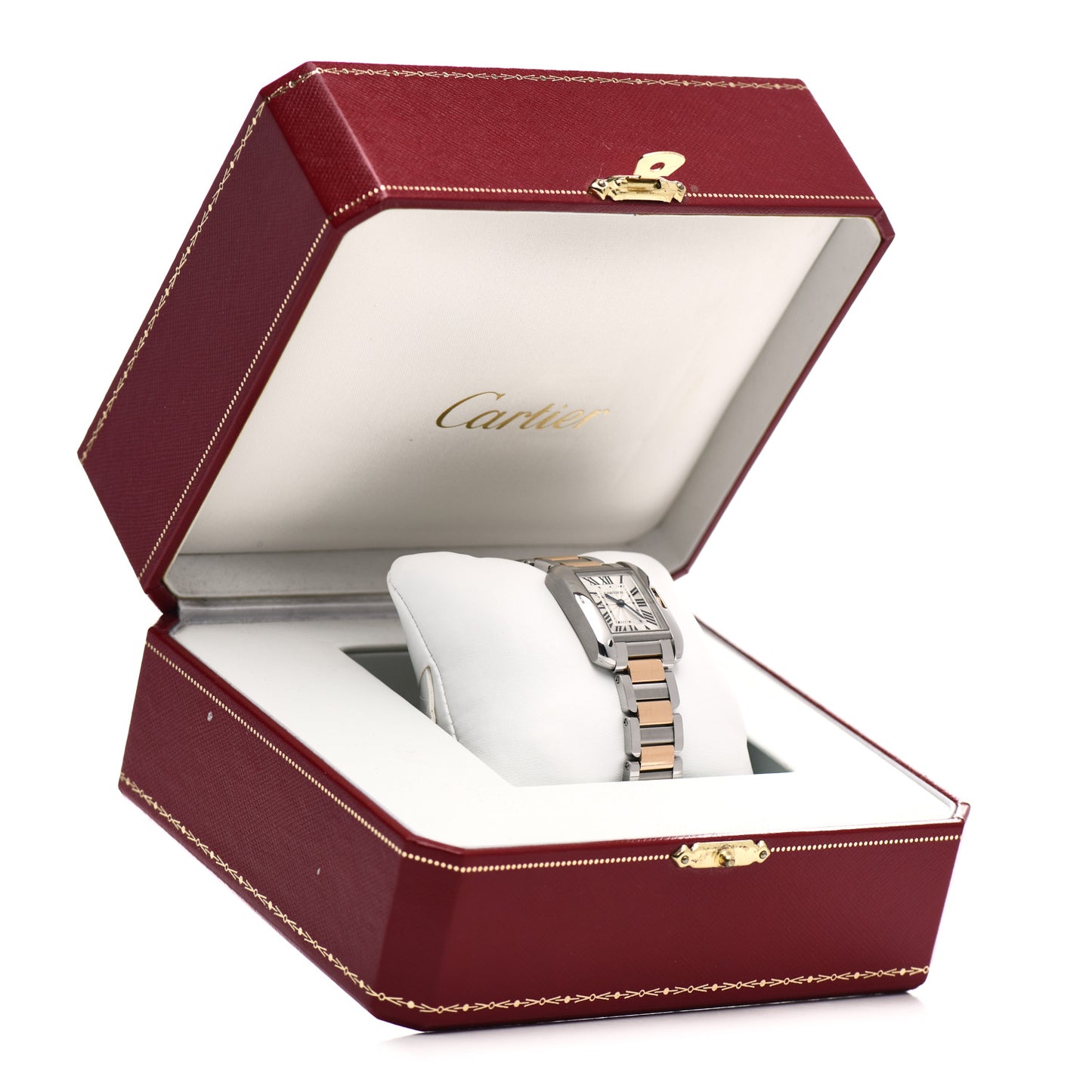 Stainless Steel 18K Pink Gold 30mm Tank Anglaise Quartz Watch