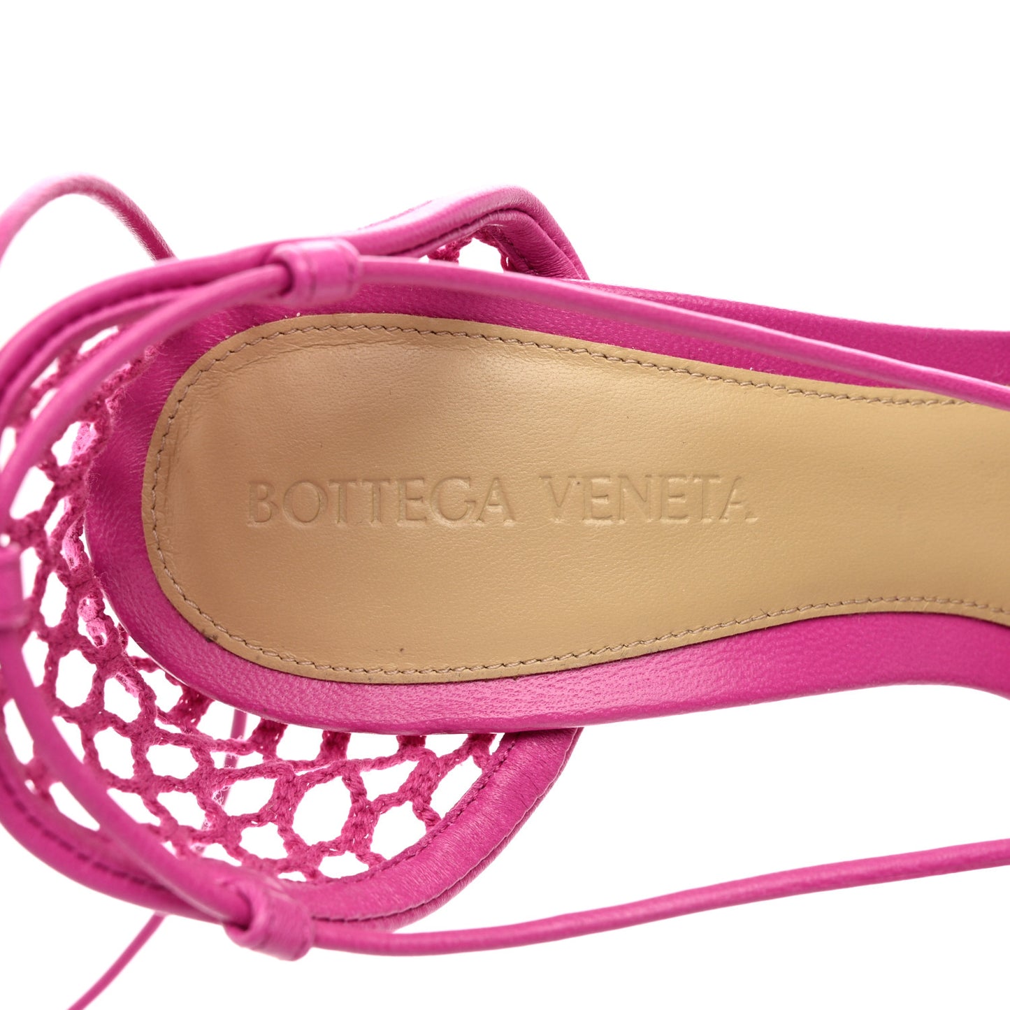 Mesh Nappa Stretch Ankle Tie 90mm Sandals 37 Hollyhock