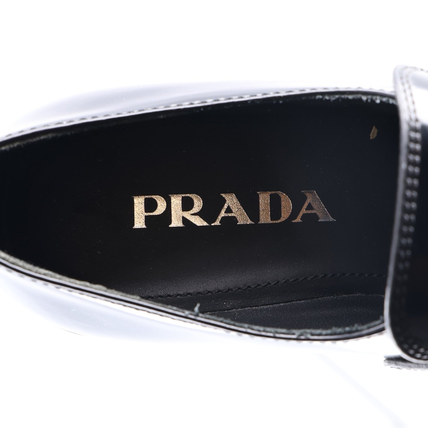 Prada Spazzolato Metal Triangle Logo 50mm Loafers 36 Black 10 of 11