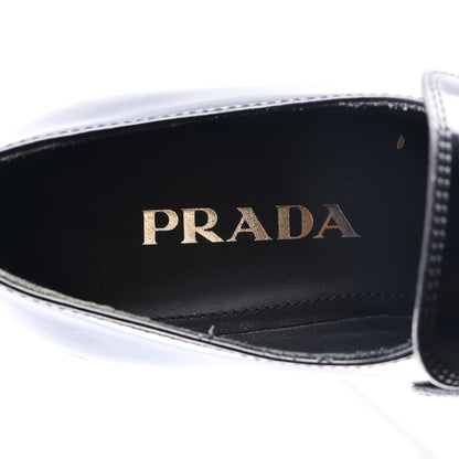 Prada Spazzolato Metal Triangle Logo 50mm Loafers 36 Black 10 of 11