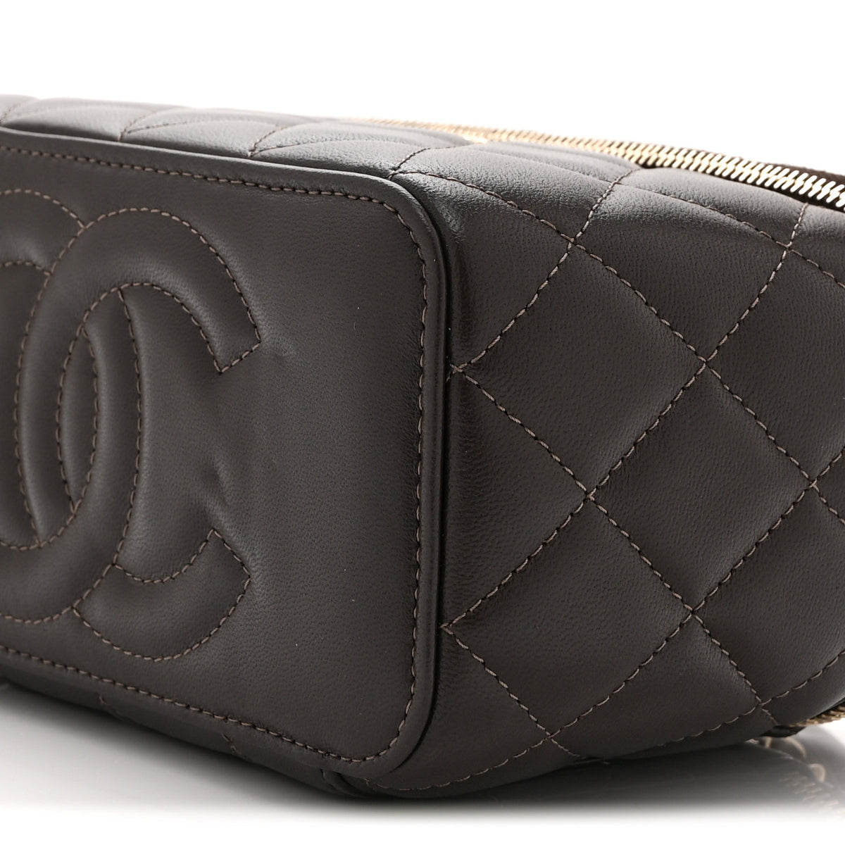 Chanel Lambskin Quilted Small Top Handle Vanity Case With Chain Dark Brown 11 of 11