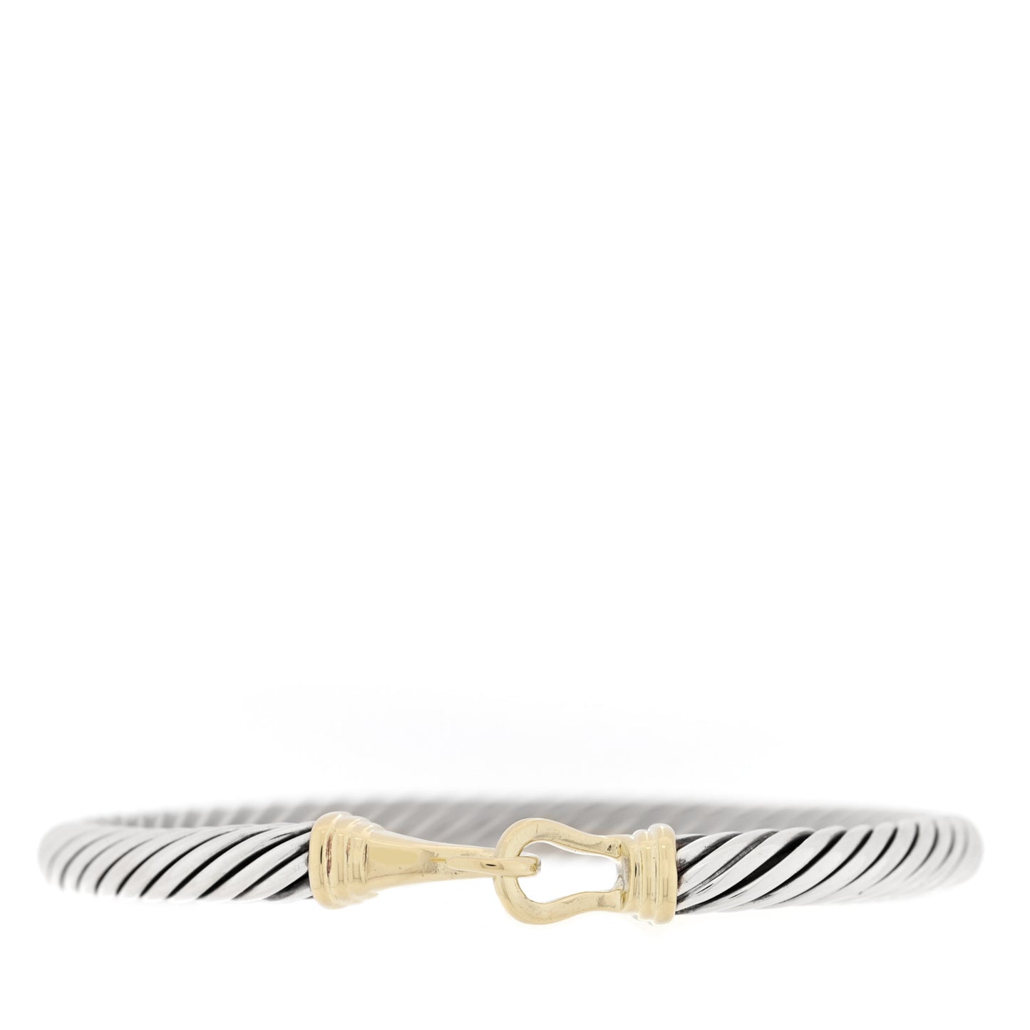 Sterling Silver 14K Yellow Gold 5mm Cable Classic Buckle Bracelet