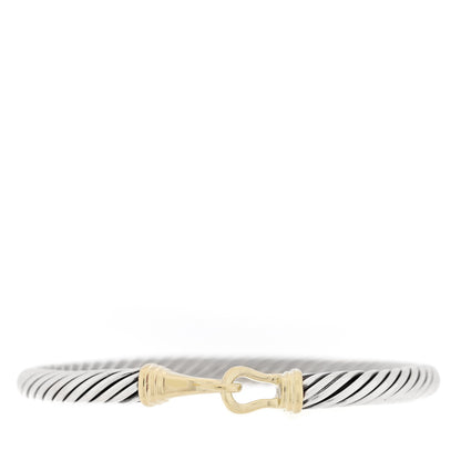 David Yurman Sterling Silver 14K Yellow Gold 5mm Cable Classic Buckle Bracelet 1 of 3