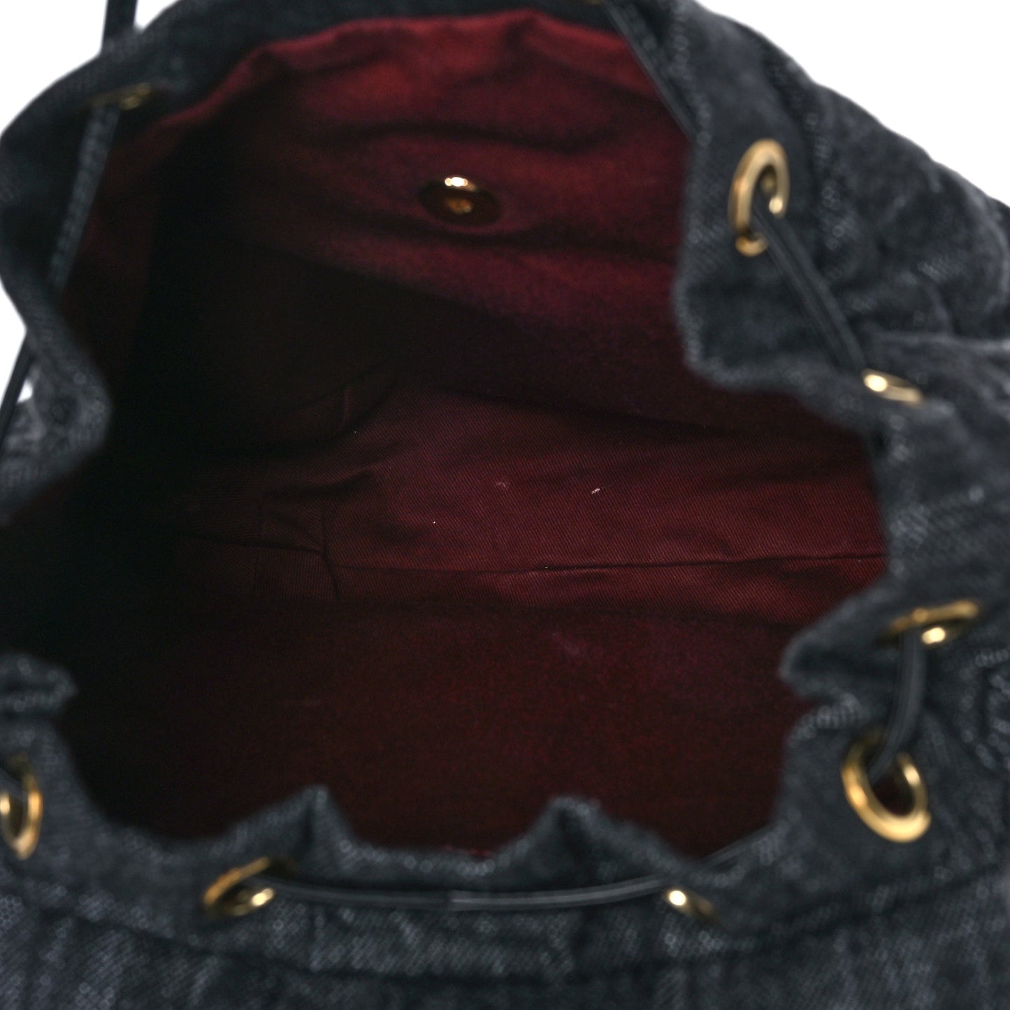 Denim Calfskin Quilted Backpack Dark Grey Black