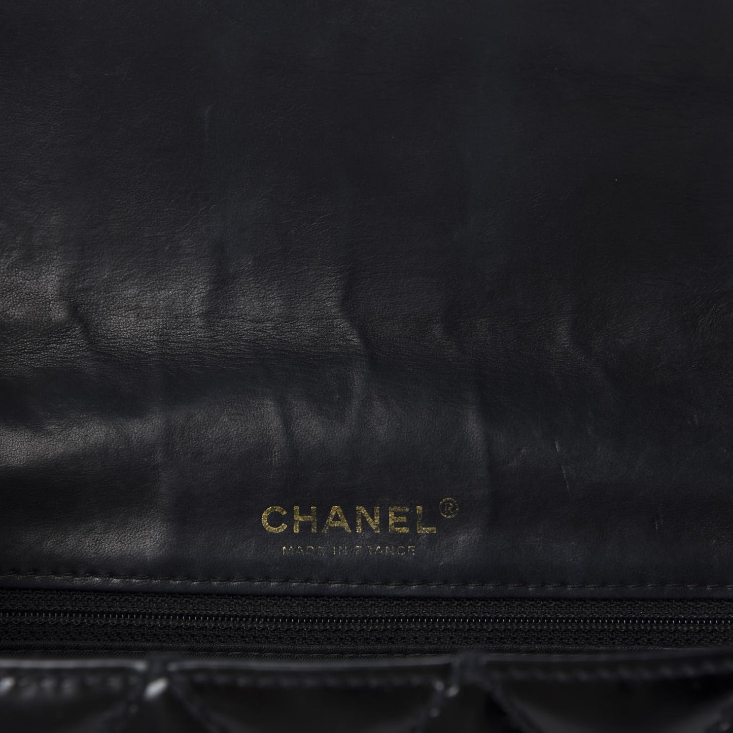 Glazed Calfskin Quilted Medium Single Flap Black