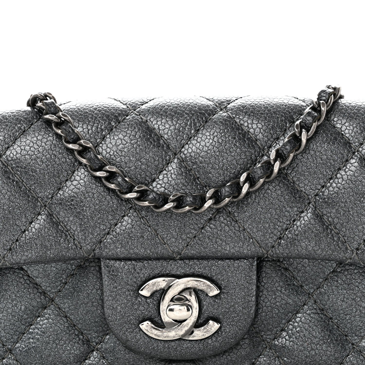 Chanel Metallic Caviar Quilted Extra Mini Flap Dark Grey 8 of 10