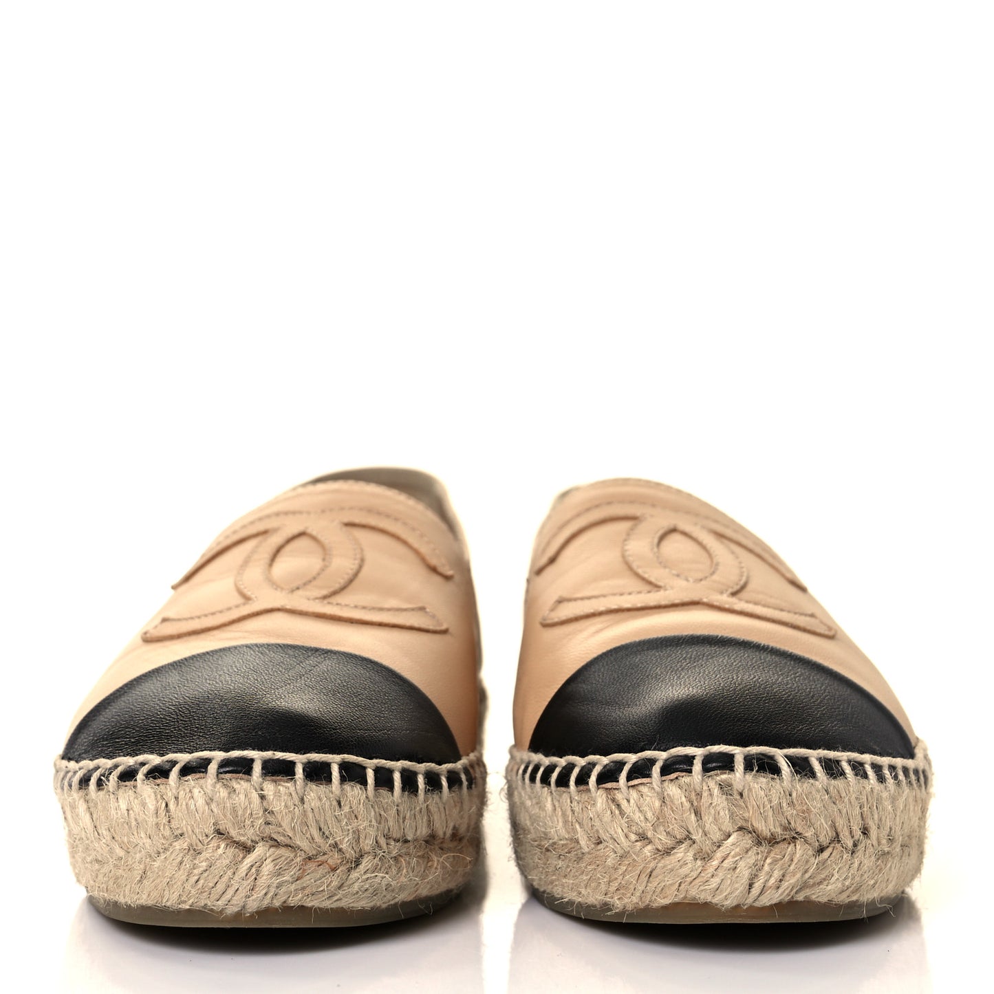 Lambskin CC Espadrilles 35 Beige Black