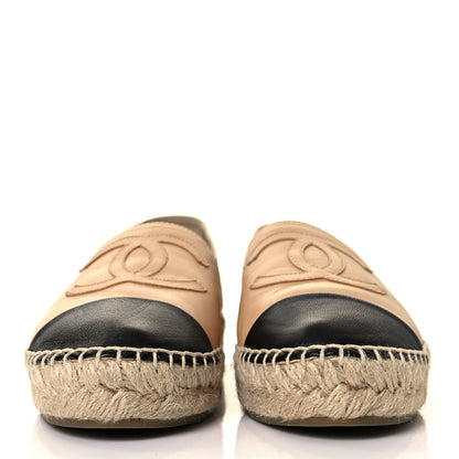 Chanel Lambskin CC Espadrilles 35 Beige Black 2 of 10