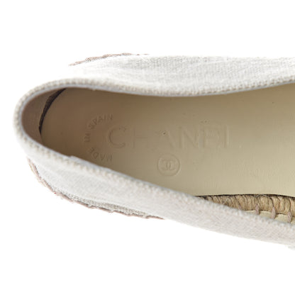 Chanel Linen CC Espadrilles 40 Beige Black 9 of 10