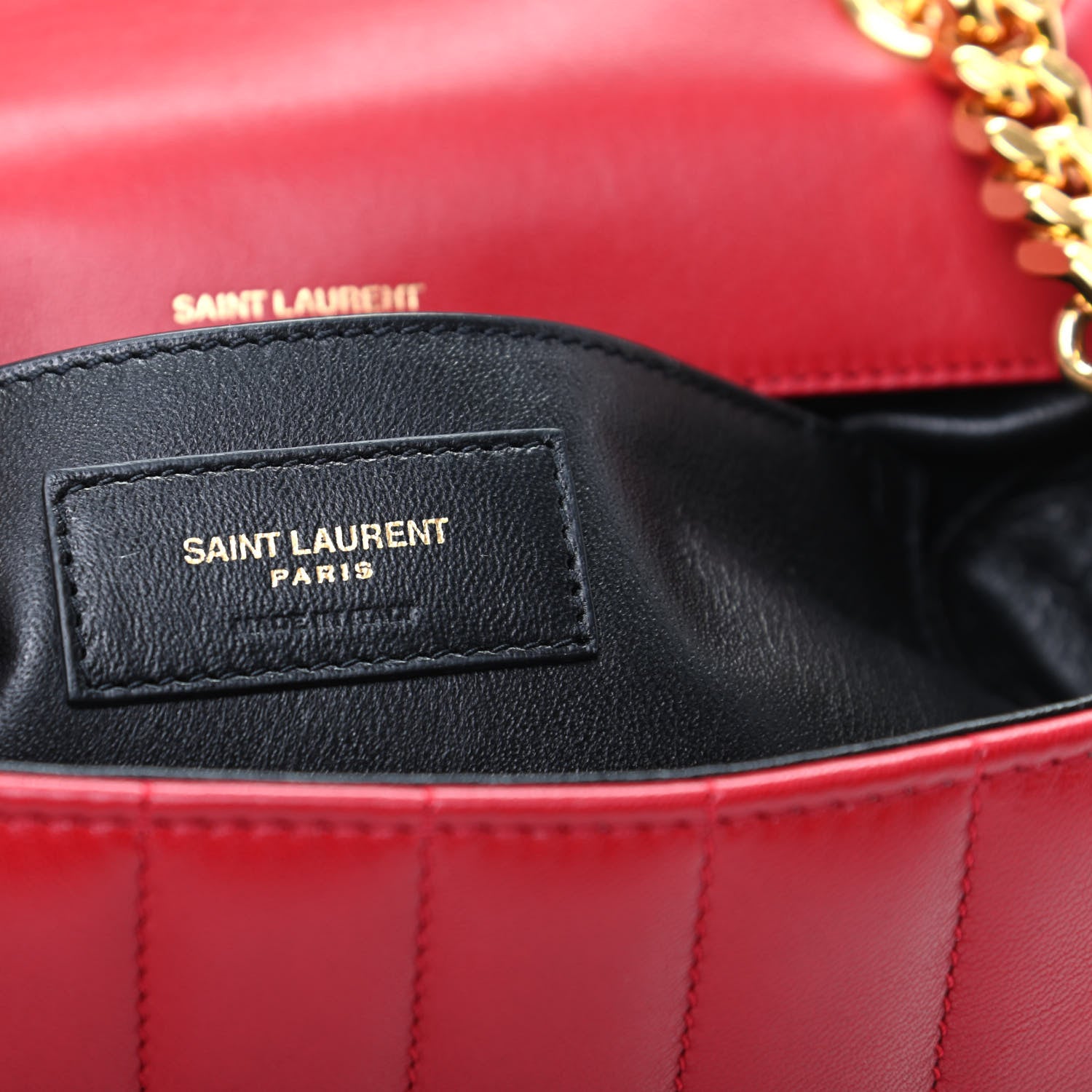 Saint Laurent Lambskin Matelasse Monogram Medium Vicky Chain Bag Rouge Eros 6 of 9