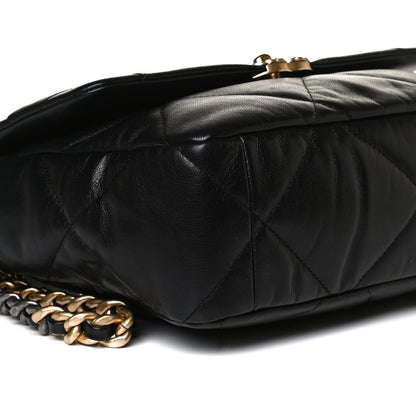Chanel Shiny Goatskin Quilted Large Chanel 19 Flap Black 11 of 17