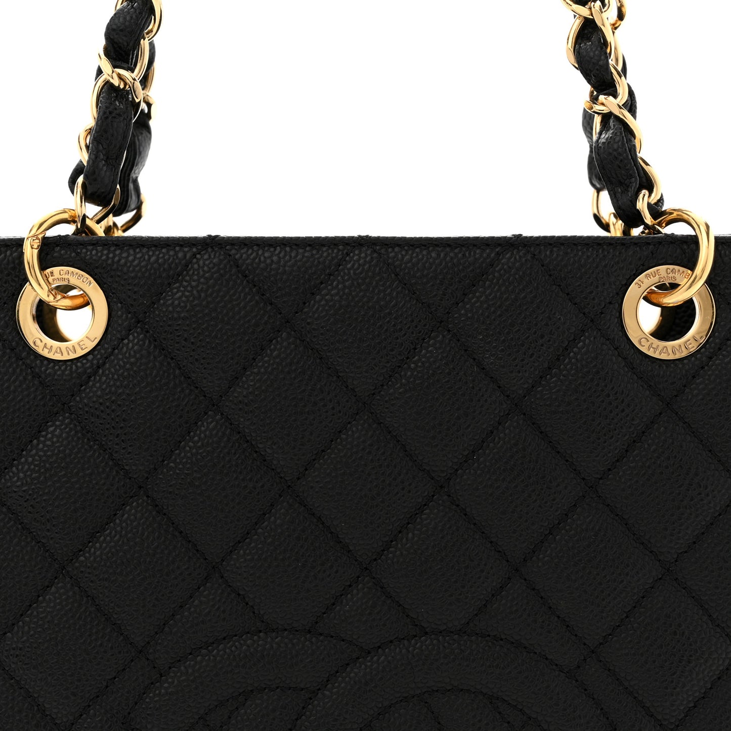 Caviar Quilted Petit Shopping Tote PST Black
