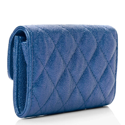 Chanel Iridescent Caviar Quilted Flap Card Holder Dark Blue 2 of 4