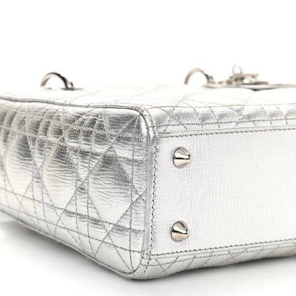 Christian Dior Metallic Grained Calfskin Cannage Small Lucky Badges My Lady Dior Silver 8 of 15