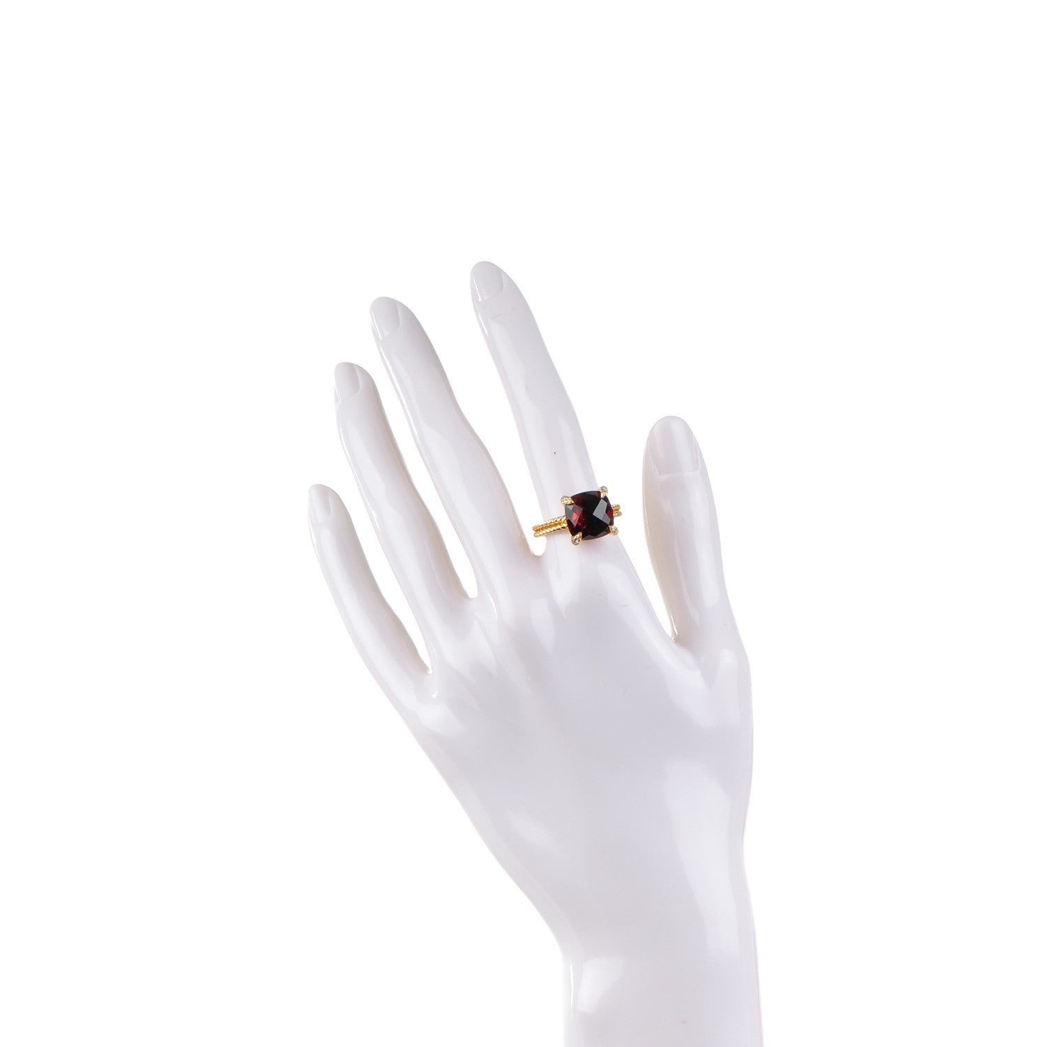 David Yurman 18K Yellow Gold Diamond Garnet 11mm Chatelaine Ring 54 7 2 of 4