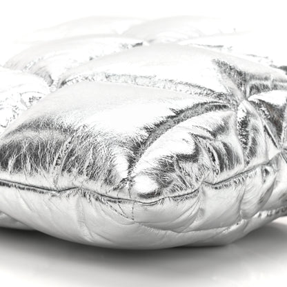 Mulberry Metallic Crinkled Calfskin Pillow Quilted Softie Clutch Silver 8 of 9