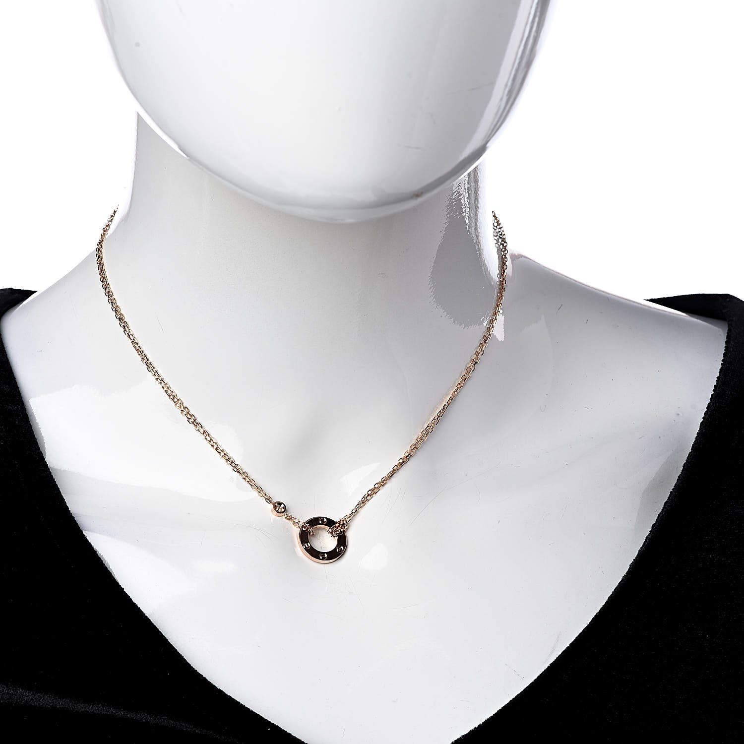 Cartier 18K Pink Gold 1 Diamond 1 Pink Sapphire LOVE Necklace 2 of 5