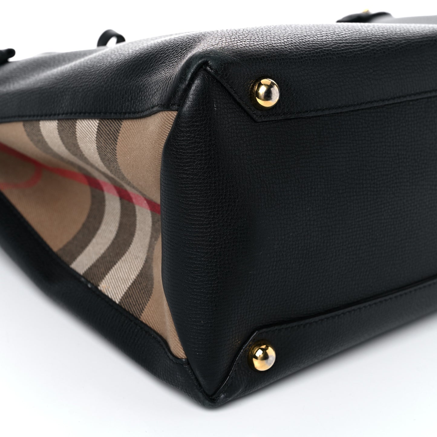 Grainy Calfskin House Check Large Banner Tote Black