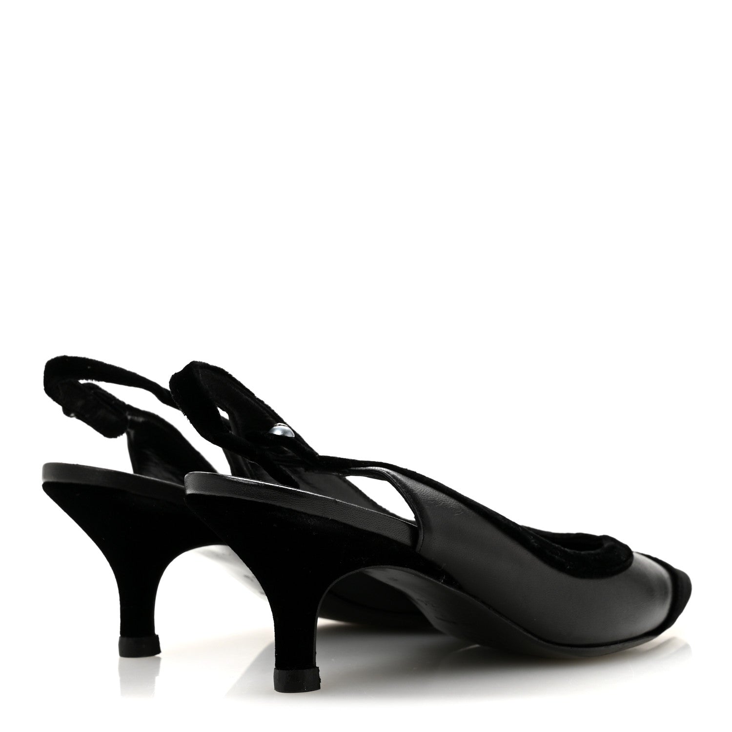 Chanel Velvet Lambskin Pearl CC Slingback Pumps 36 Black 5 of 9