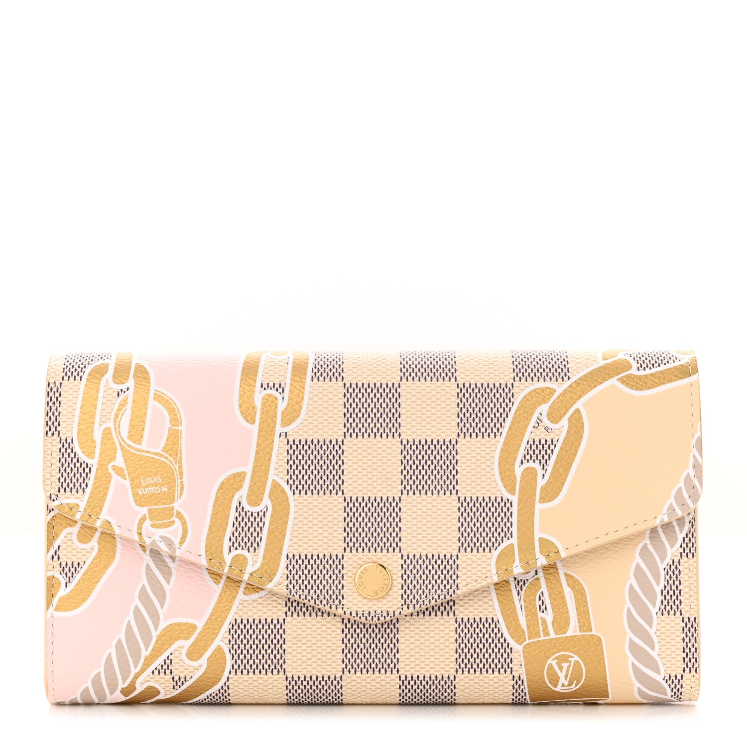 Louis Vuitton Damier Azur Nautical Sarah Wallet NM Gold 1 of 7