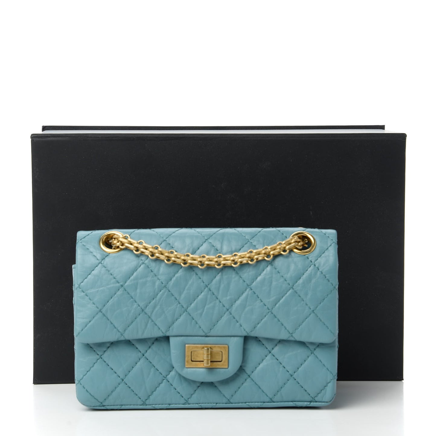 Aged Calfskin Quilted 2.55 Reissue Mini Flap Blue