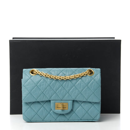 Chanel Aged Calfskin Quilted 2.55 Reissue Mini Flap Blue 12 of 12
