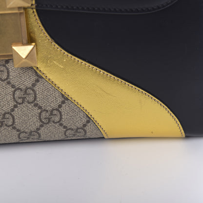 Gucci Nappa GG Supreme Monogram Medium Osiride Top Handle Bag Black Oro Vecchio Beige Ebony 15 of 15