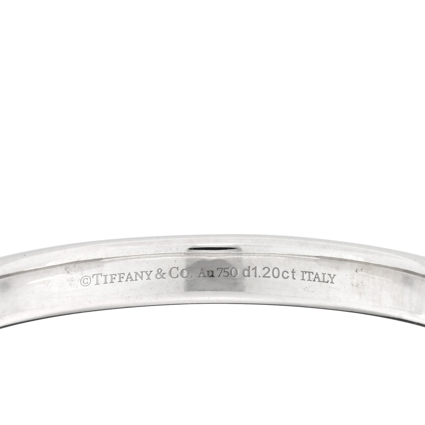 18K White Gold Diamond Tiffany Lock Half Pave Bangle Bracelet