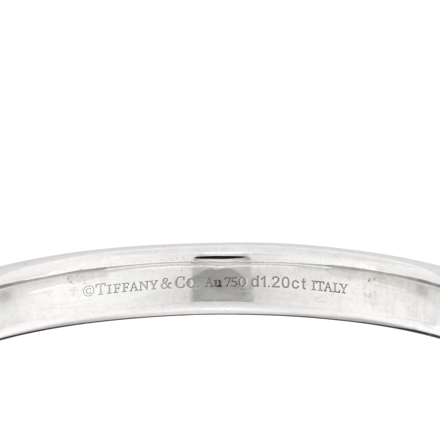 Tiffany 18K White Gold Diamond Tiffany Lock Half Pave Bangle Bracelet 3 of 4