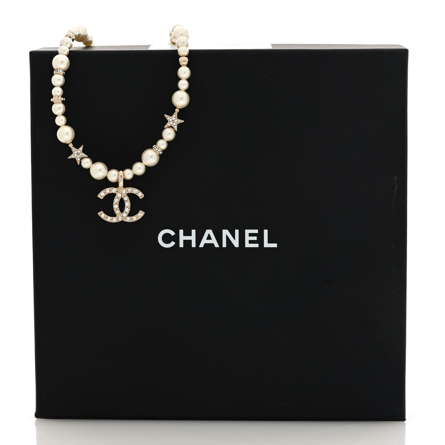 Pearl Crystal CC Star Choker Necklace Gold